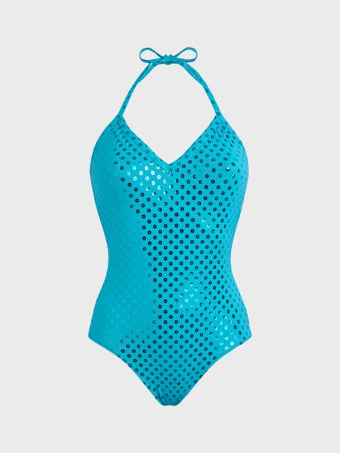 Vilebrequin Women Halter One-piece Swimsuit Relief Sparkling