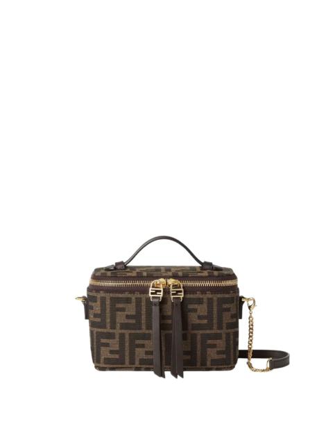FENDI FENDI $1950 Brown Fabric Mini Vanity Bag New & Authentic