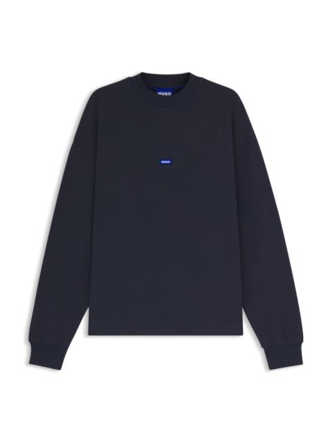 HUGO COTTON-TERRY SWEATSHIRT WITH BLUE LOGO LABEL