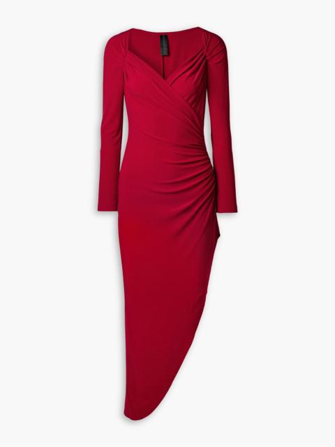NORMA KAMALI Wrap-effect ruched stretch-jersey midi dress