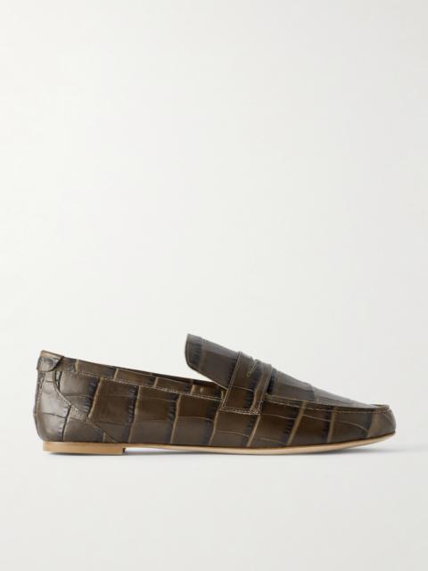 JAMIE HALLER The Penny Croc-effect Leather Loafers