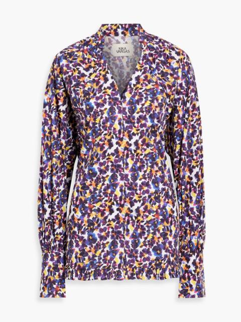 KIKA VARGAS America ruffled printed cotton-poplin blouse