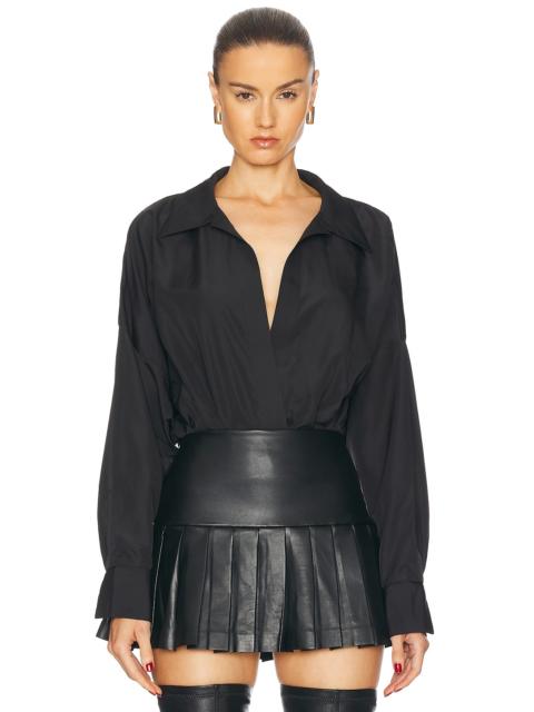 NORMA KAMALI Super Oversized Boyfriend Shirt Bodysuit