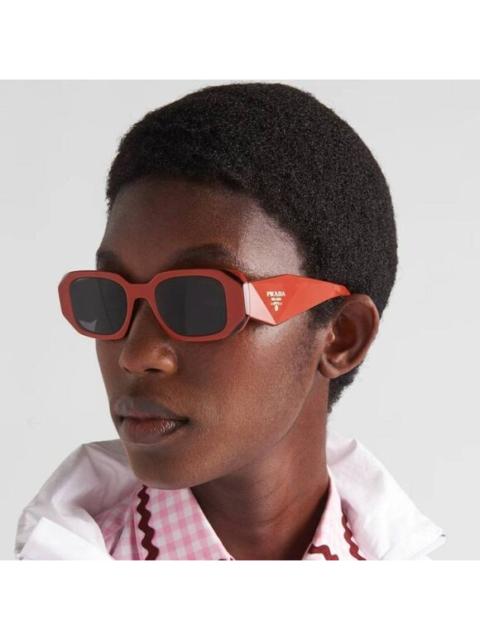 Prada SALE! NEW Prada PR17WS 12N5S0 Orange Black Dark Grey Rectangle Unisex Sunglasses