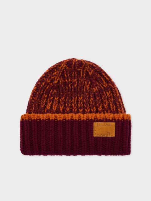 Paul Smith Lambswool Orange and Red Chunky Rib Beanie