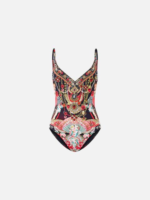 CAMILLA V NECK UNDERWIRE ONE PIECE W BACK CLOSURE