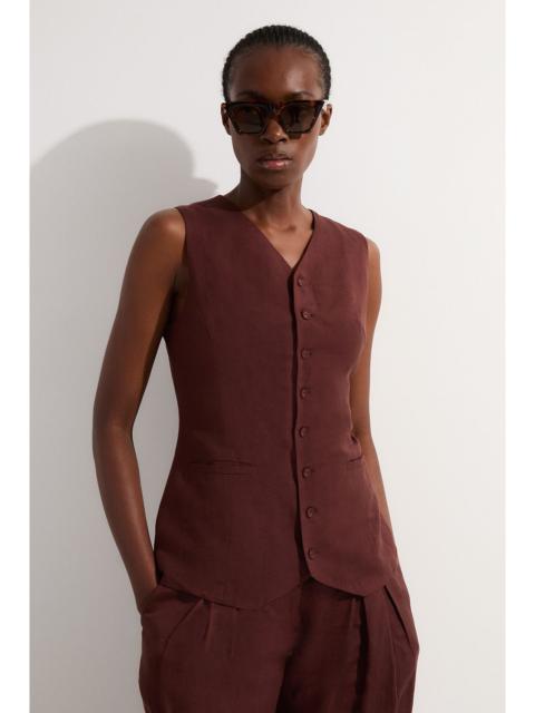 KAREN MILLEN Viscose Linen Woven Longline Waistcoat