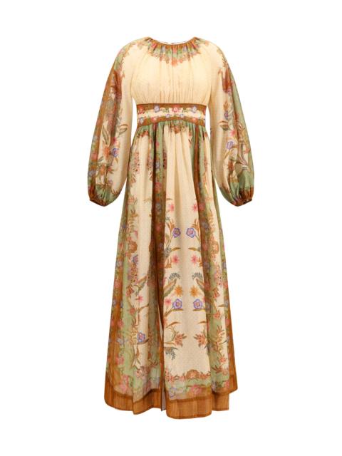 Zimmermann Zimmermann Indra Elasticated Waist Maxi Dress Cream Khaki