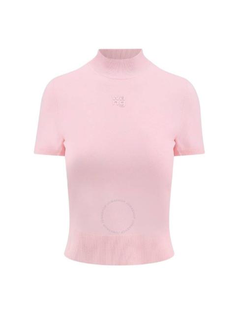 T by Alexander Wang Logo Short Sleeve Mockneck Top
