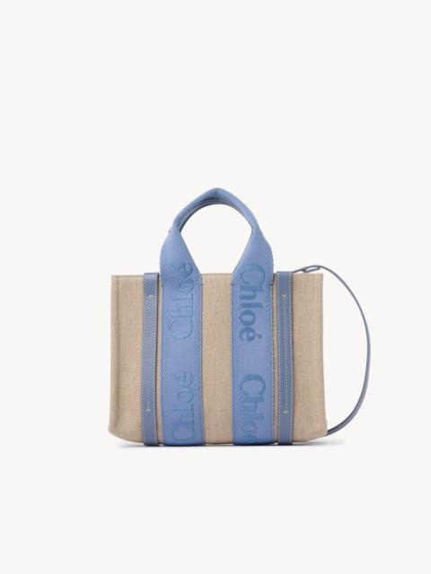 Chloé SMALL WOODY TOTE BAG IN LINEN
