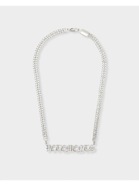 VETEMENTS SILVER GOTHIC LOGO NECKLACE