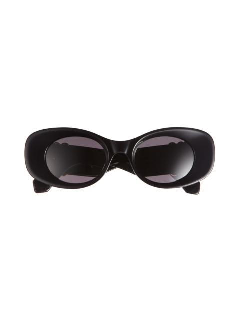 Loewe Loewe Anagram 49mm Small Rectangular Sunglasses in Shiny Black /Smoke at Nordstrom