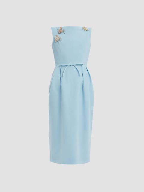 Erdem EMBELLISHED CREPE SLEEVELESS MIDI DRESS