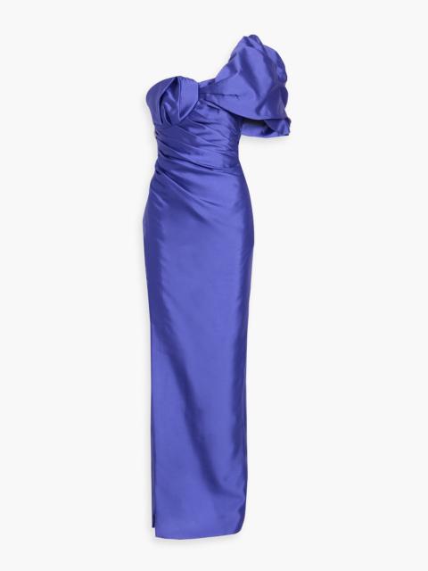 RACHEL GILBERT Marlo one-shoulder draped wool and silk-blend gown