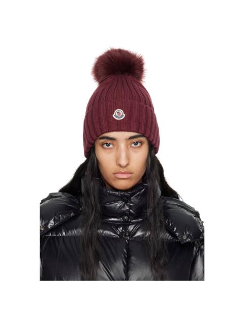 Moncler Burgundy Pom Pom Beanie