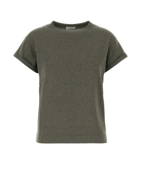 Brunello Cucinelli Brunello Cucinelli Women Army Green Cashmere Blend T-Shirt