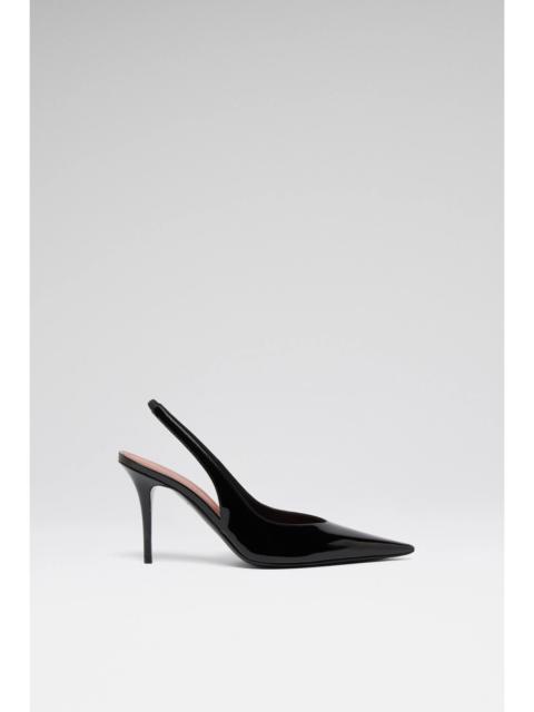Amina Muaddi ANOK SLING 90 BLACK PATENT
