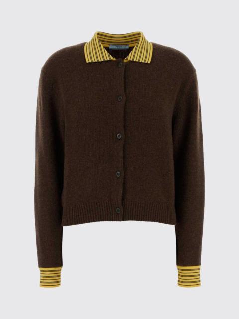 Prada Prada Women Cashmere Cardigan With Striped Trims Prada