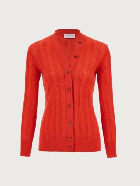 FERRAGAMO Ferragamo Gancini A-Jour Wool Cardigan