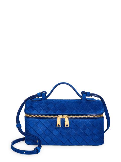 Bottega Veneta Bottega Veneta Bang Bang Intrecciato Suede Vanity Case in 4297 Blue Royal-Gold at Nordstrom