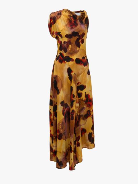 Victoria Beckham Sleeveless Draped Midi Dress In Amber Floral Print