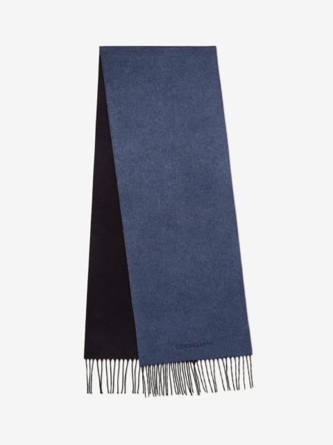 CORNELIANI Denim-blue silk and cashmere scarf