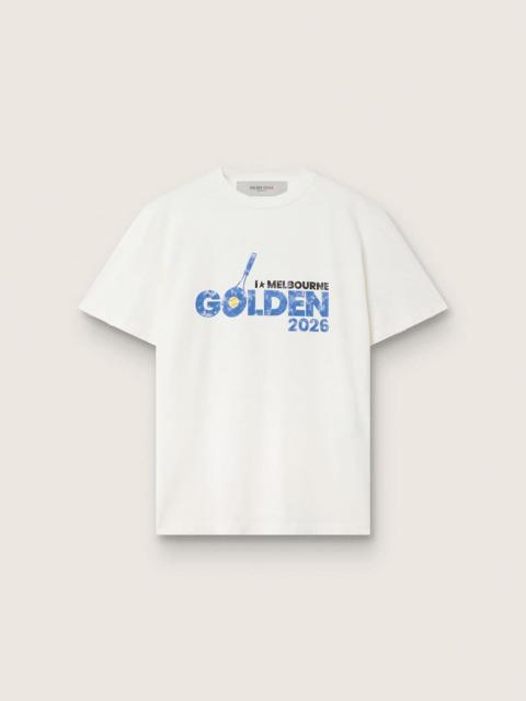 Golden Goose Men’s tennis-inspired LTD T-shirt with ‘I love Melbourne’ print