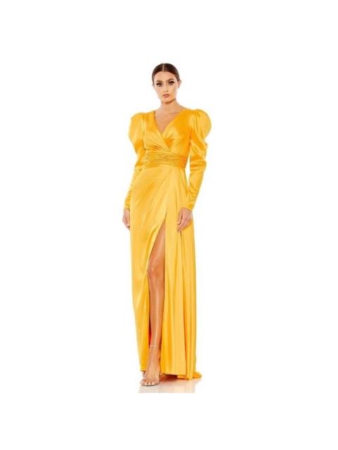 Other Designers NWT Mac Duggal 12404‎ Faux Wrap Long SleeveA Line Gown Marigold size 8 $398