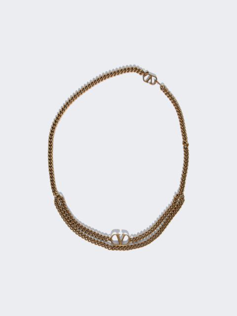 Valentino Signature Logo Chain Belt Antique Gold