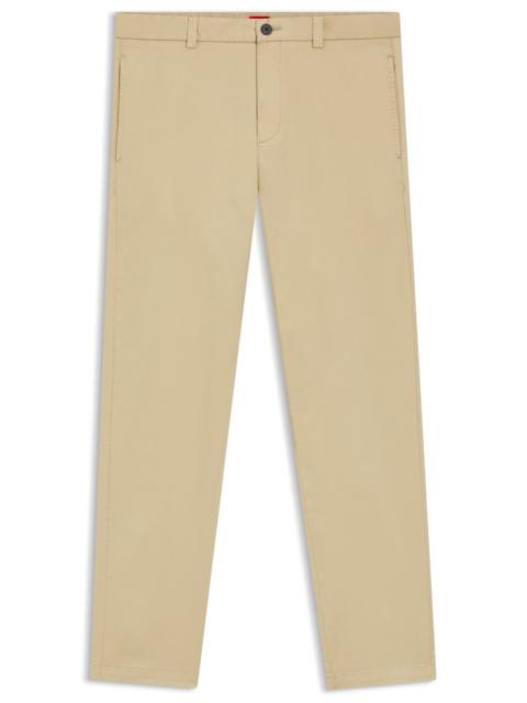 HUGO SLIM-FIT TROUSERS IN STRETCH-COTTON GABARDINE