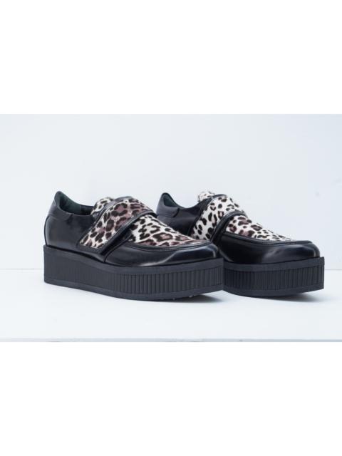 Diesel Runway Black Creeper Shoes Leopard Shiny Leather Mens 11