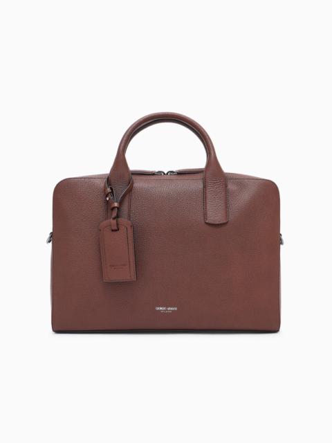 GIORGIO ARMANI PEBBLED LEATHER BRIEFCASE