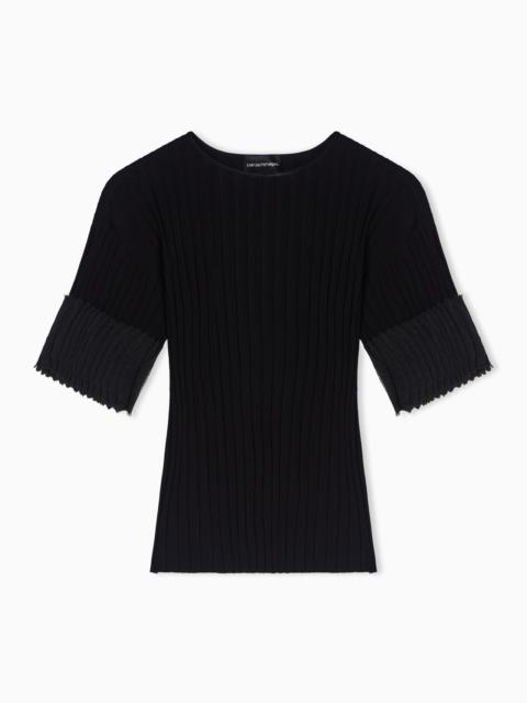 EMPORIO ARMANI ASV RIBBED JUMPER WITH PLEATED DETAIL