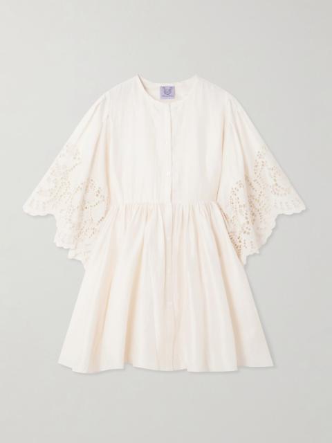 Thierry Colson Basil scalloped broderie anglaise cotton and silk-blend mini dress White