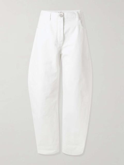 Mid-rise barrel-leg jeans White