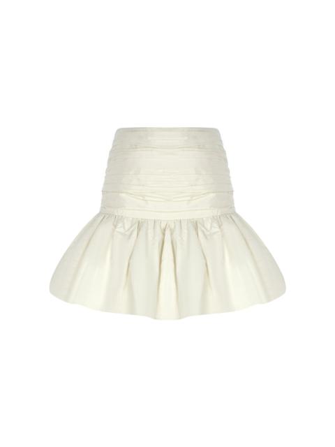 THE NEW ARRIVALS ILKYAZ OZEL Lina Ruched Silk-Taffeta Bubble Mini Skirt white