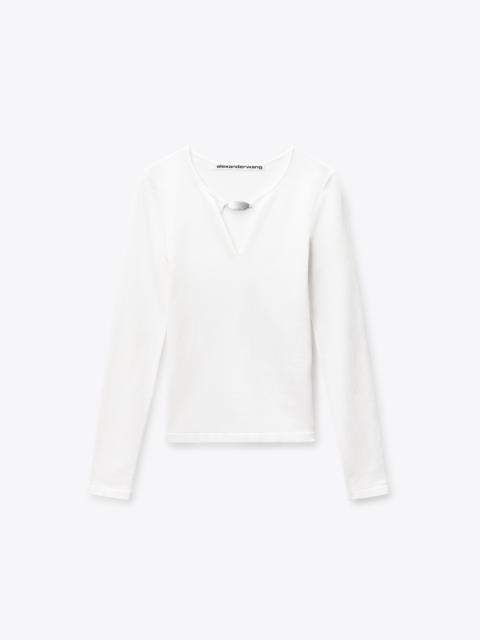 Alexander Wang V-Neck Metal Logo in Matte Jersey