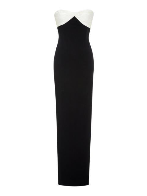 MARMAR HALIM Twist-Detail Silk-Crepe Gown black/white