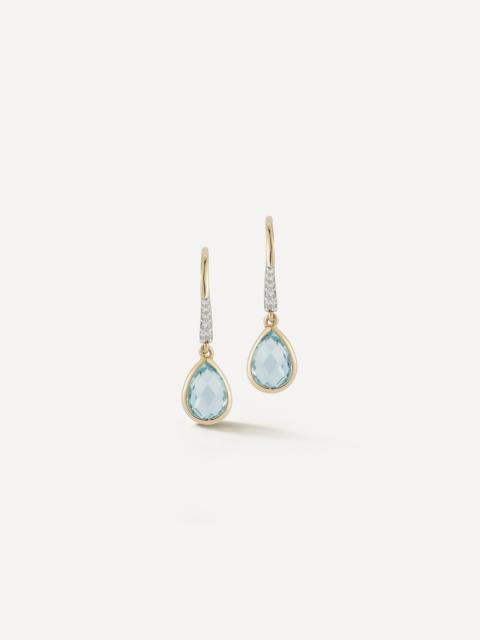 MATEO 14ct Gold Bezeled Blue Topaz Drop Earrings