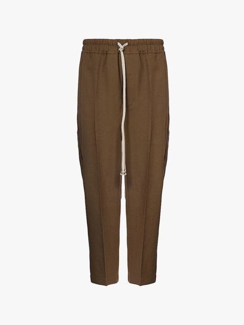 Astaires mid-rise dropped-crotch cropped-length grain de poudre wool trousers