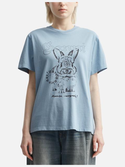 GANNI RE-CUT COTTON JERSEY T-SHIRT