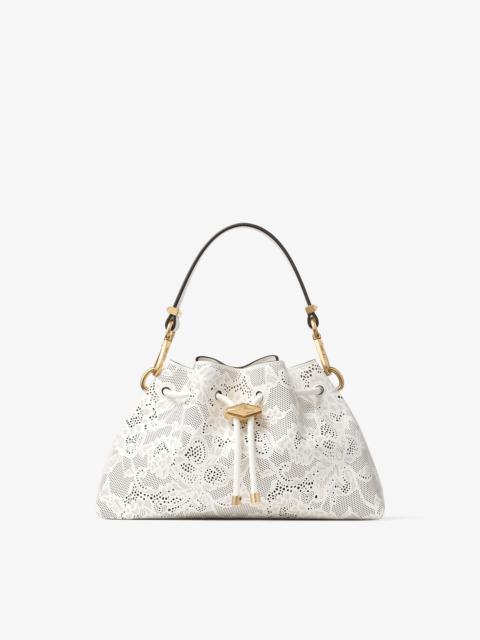 JIMMY CHOO Cinch Small
Latte Perforated Lace Leather Shoulder Bag