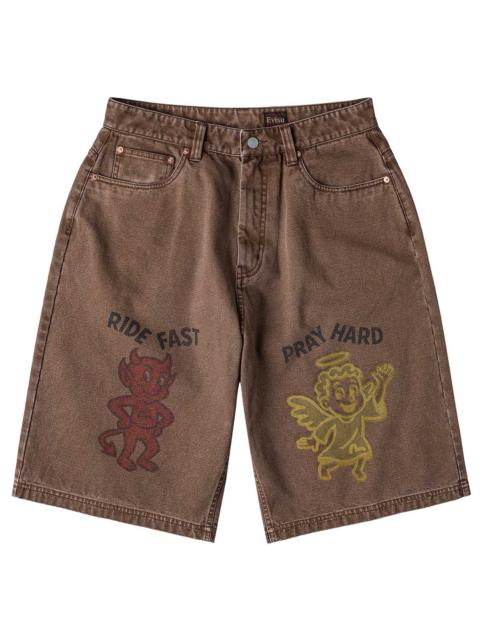 EVISU Washed Wide Wale Shorts