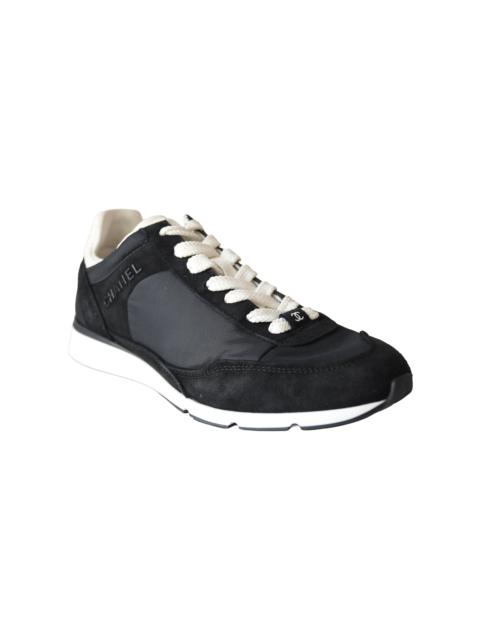 CHANEL Chanel Interlocking CC Logo Suede Low Top Sneakers Black