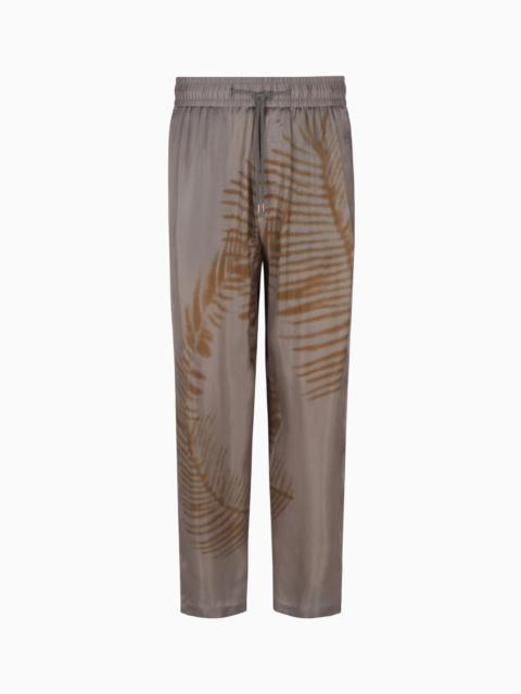 GIORGIO ARMANI DRAWSTRING TROUSERS IN PRINTED CUPRO