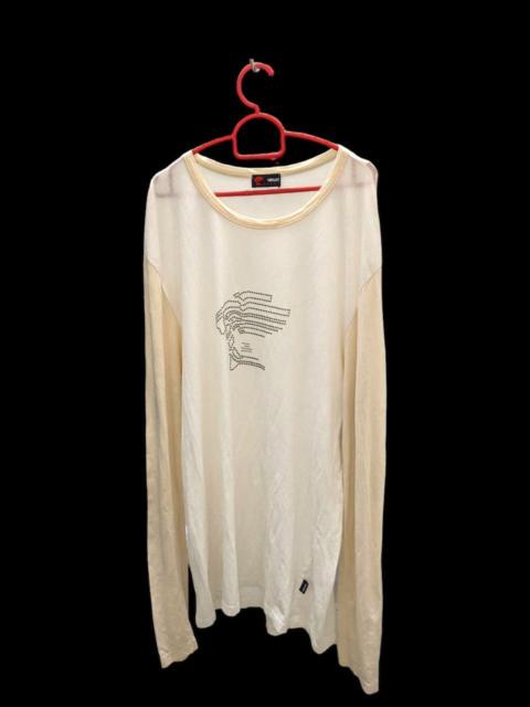 Other Designers Vintage - 90s VERSACE EMBROIDED SILVER LOGO ARTISANAL LONGSLEEVE TEE