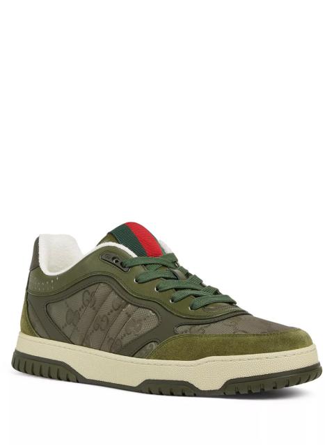GUCCI Men's Re-Web Low Top Canvas and Leather Sneakers