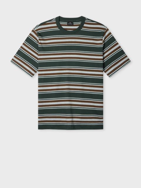 Paul Smith Dark Green Stripe Cotton T-Shirt