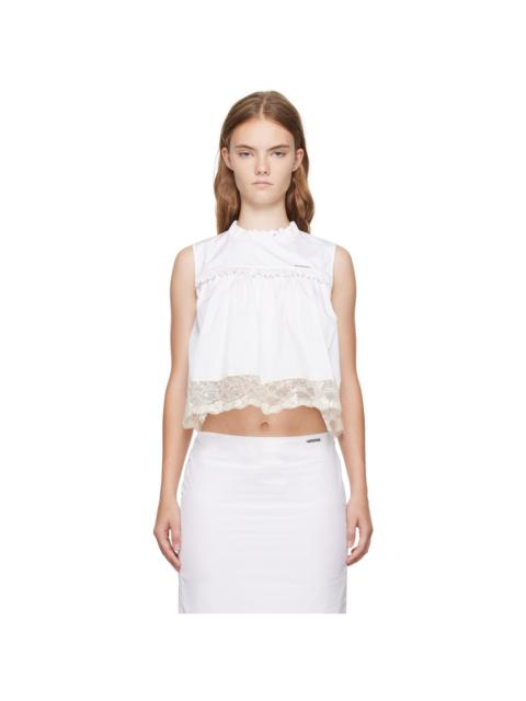 We11done White Lace Trim Blouse