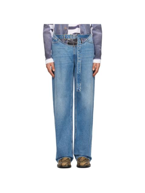 Y/Project Blue Y-Belt Arc Jeans